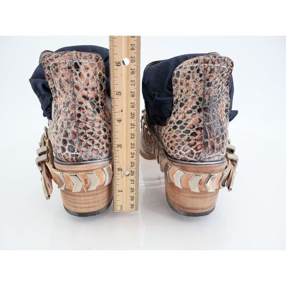 Freebird By Steven Blade Boot Womens 9 Pink Multi Croc Block Heel Slip On NEW - Picture 5 of 10